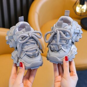 Chunky grey mesh sneakers
