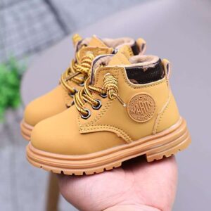Tan lace-up winter boots