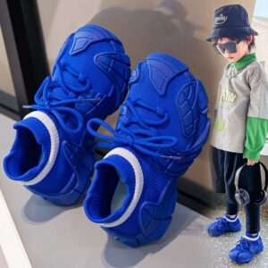 Bright blue high-top sneakers