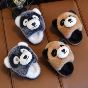 Plush panda and husky slippers