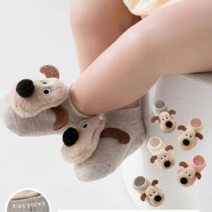 Plush puppy-head toddler socks