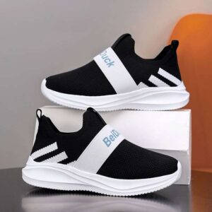 Black and white slip-on sneakers